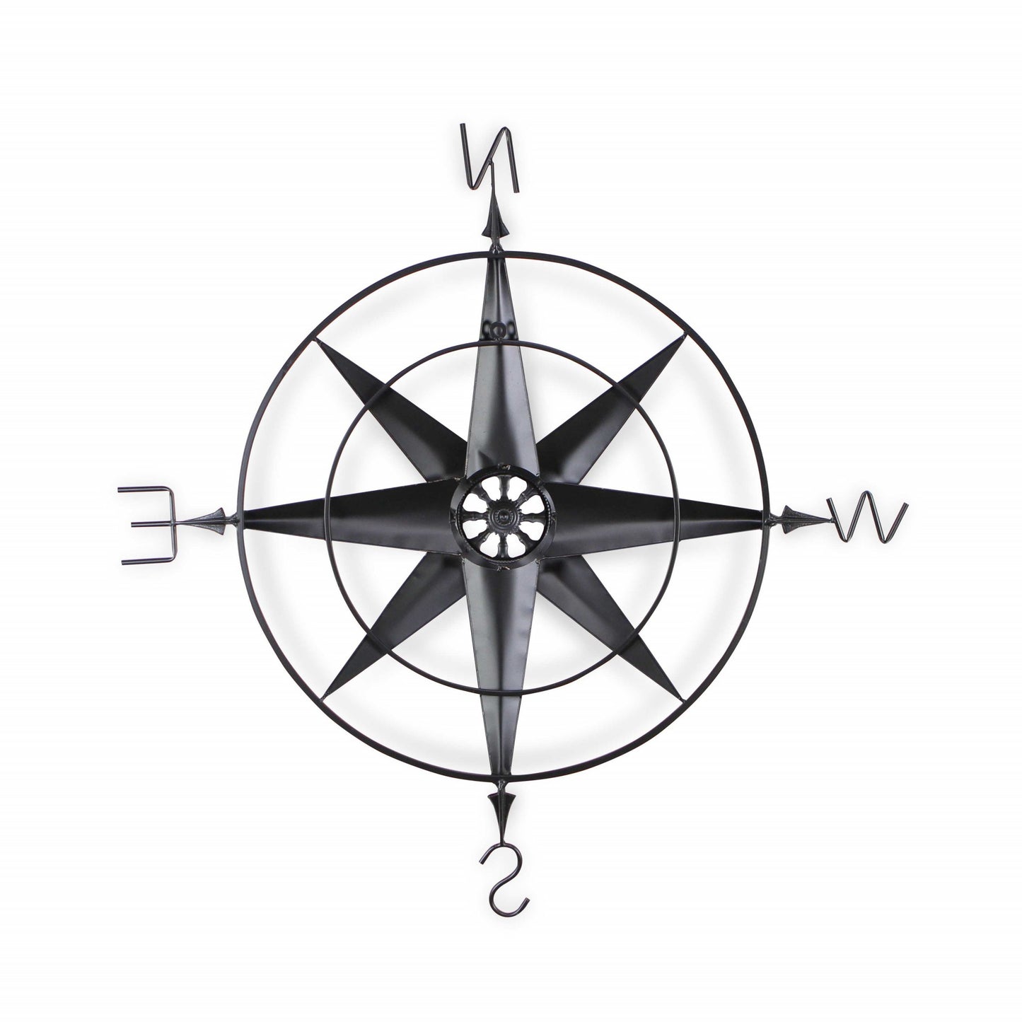 39" Black Rustic Compass Metal Wall Decor