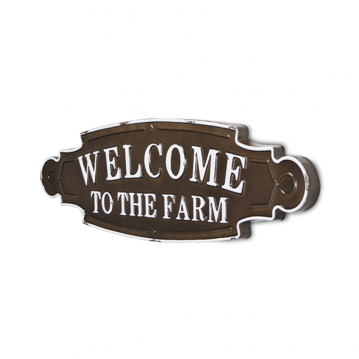 Welcome To The Farm Lacquered Black And White Metal Wall Art