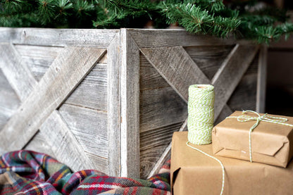 23" Natural Weathered Gray Whitewash Christmas Tree Collar