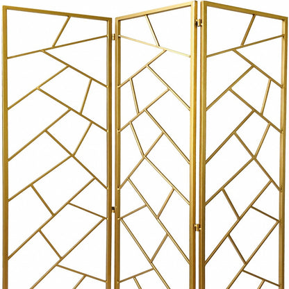 71" Gold IronFolding Three Panel Screen Room Divider