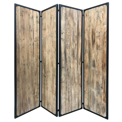 84" Brown Solid Wood Folding Four Panel Screen Room Divider