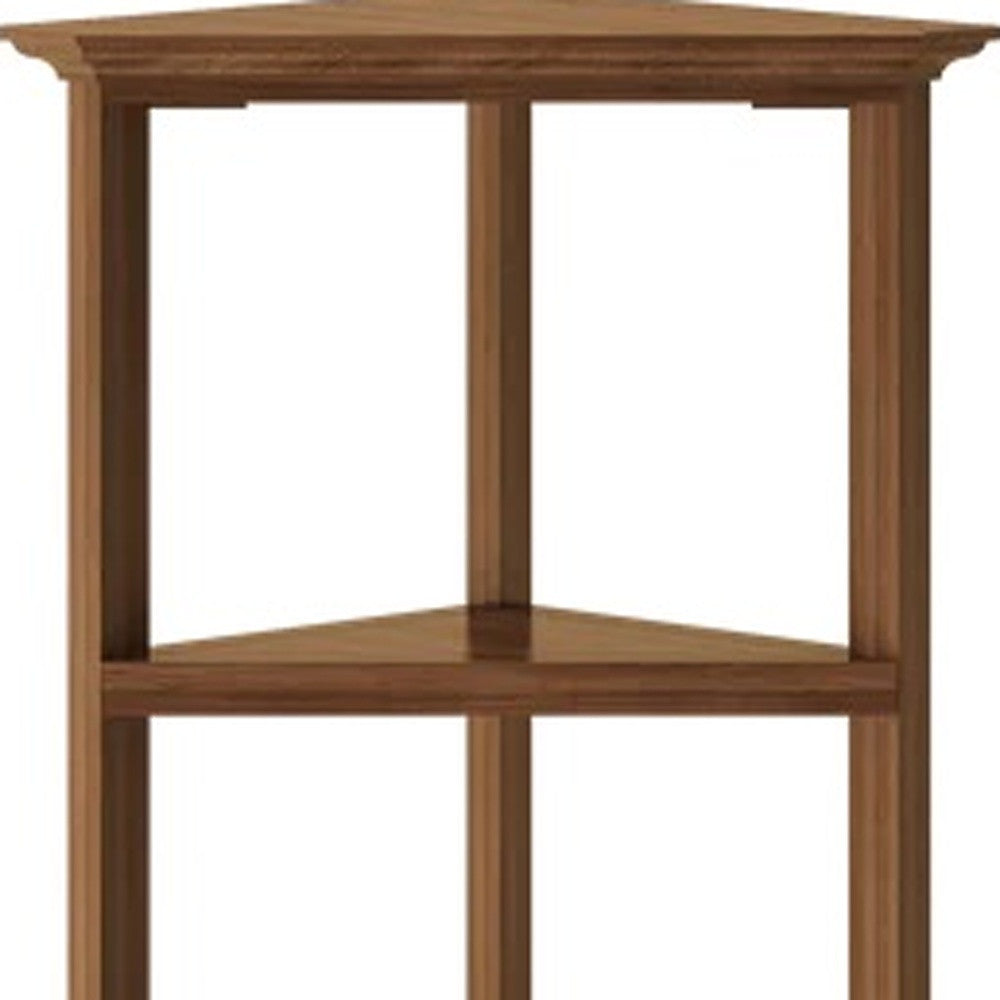 60" Walnut Solid Wood Four Tier Corner Bookcase