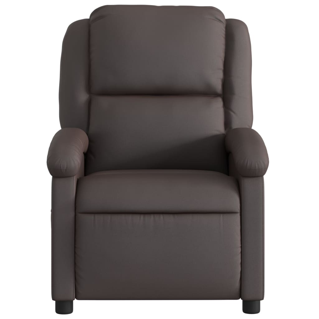 Electric Massage Recliner Chair Dark Brown Real Leather