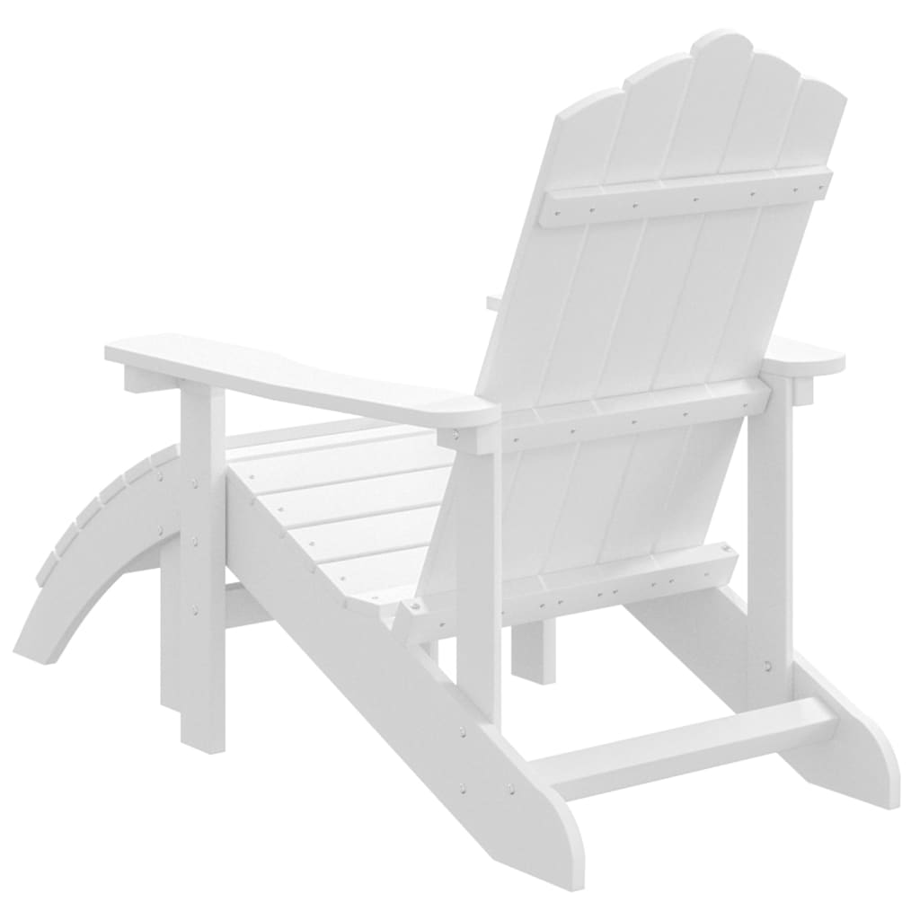 Patio Adirondack Chair with Footstool HDPE White