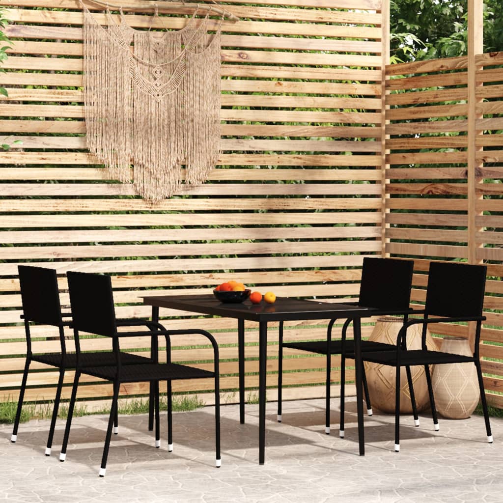 5 Piece Patio Dining Set Black