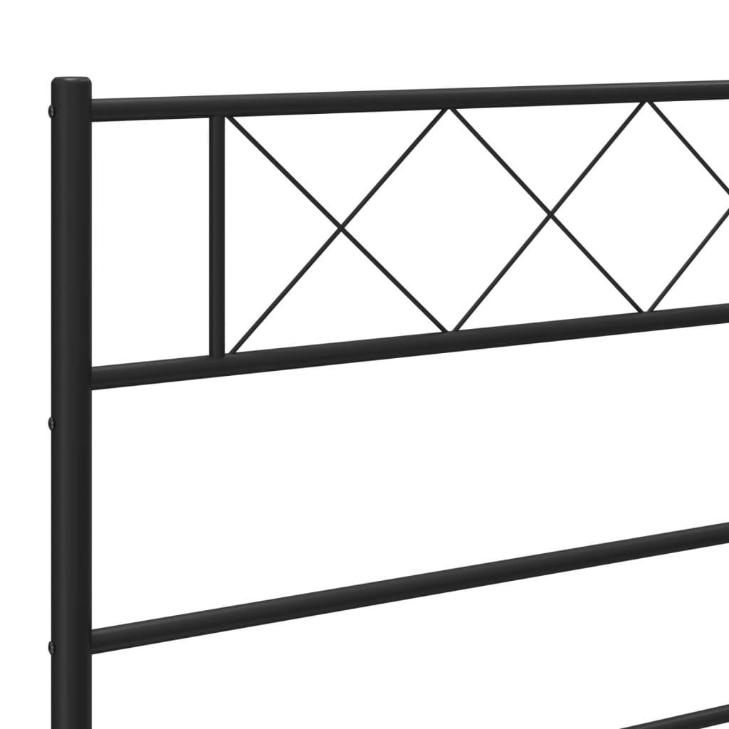 Metal Bed Frame without Mattress with Headboard Black 53.1"x74.8"