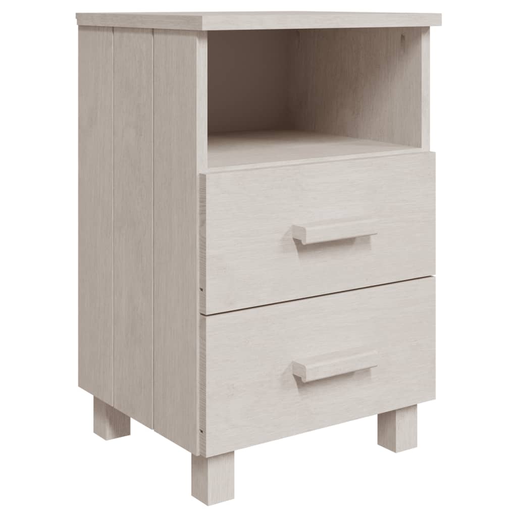 Bedside Cabinet HAMAR White 15.7"x13.8"x24.4" Solid Wood Pine