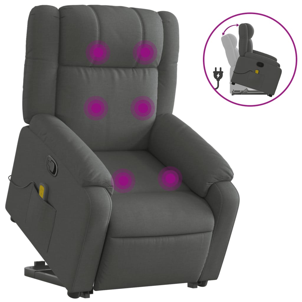 Stand up Massage Recliner Chair Dark Gray Fabric