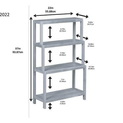 37" Espresso Solid Wood Four Tier Step Bookcase