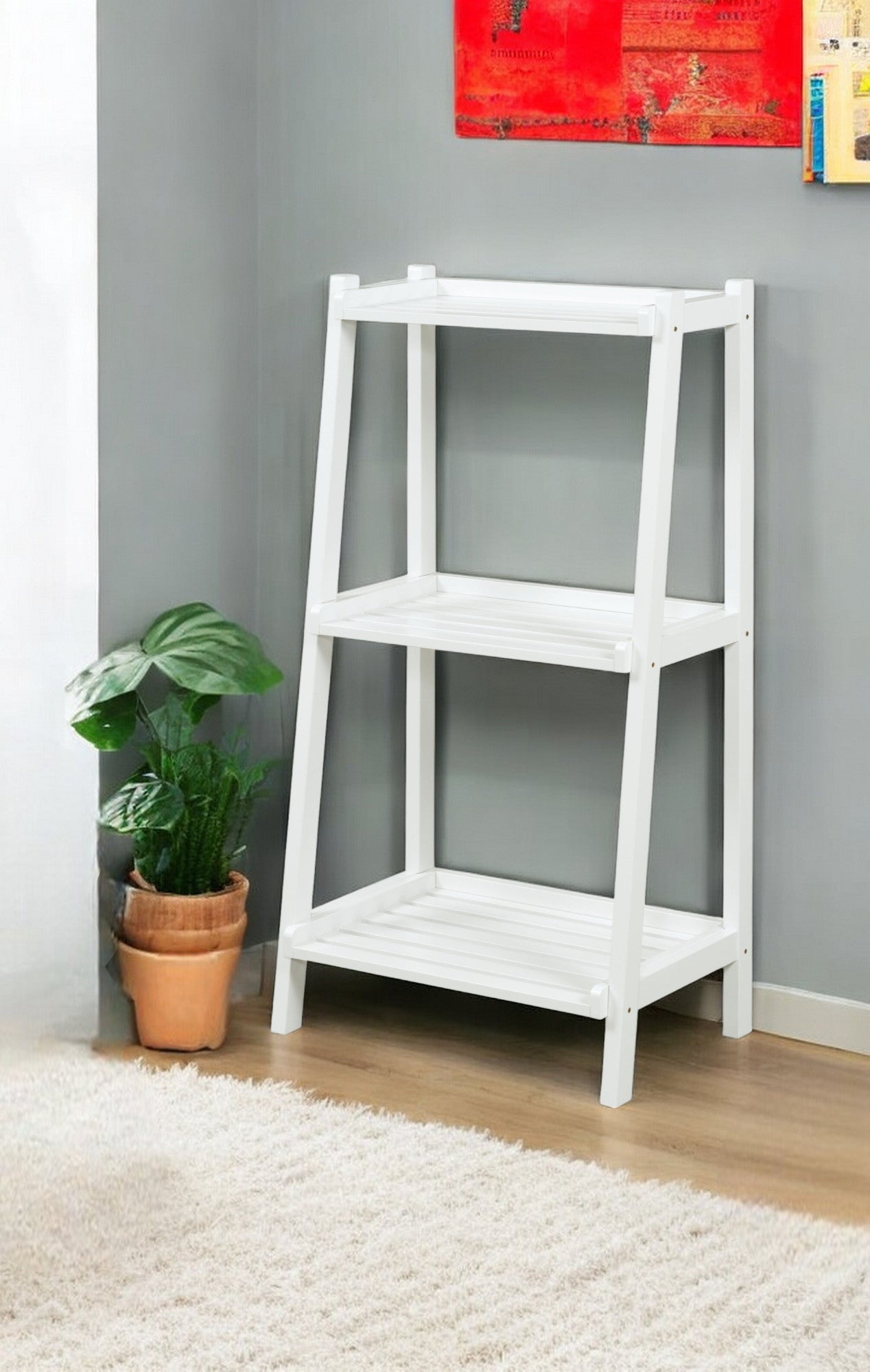 42" Bookcase With 3 Shelves In White