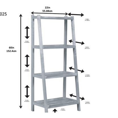 60" Ladder Bookcase With 4 Shelves In Espresso