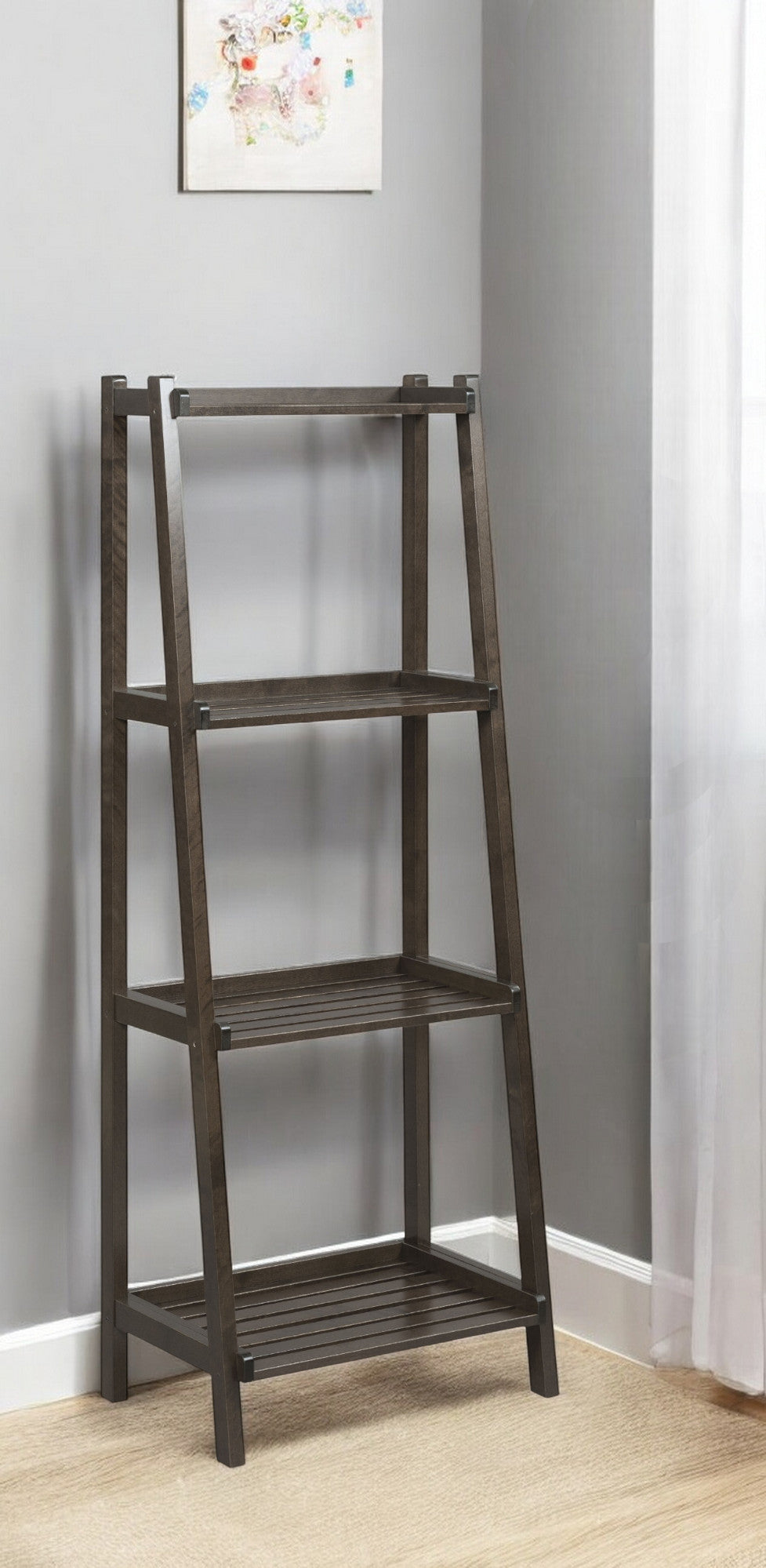 60" Ladder Bookcase With 4 Shelves In Espresso