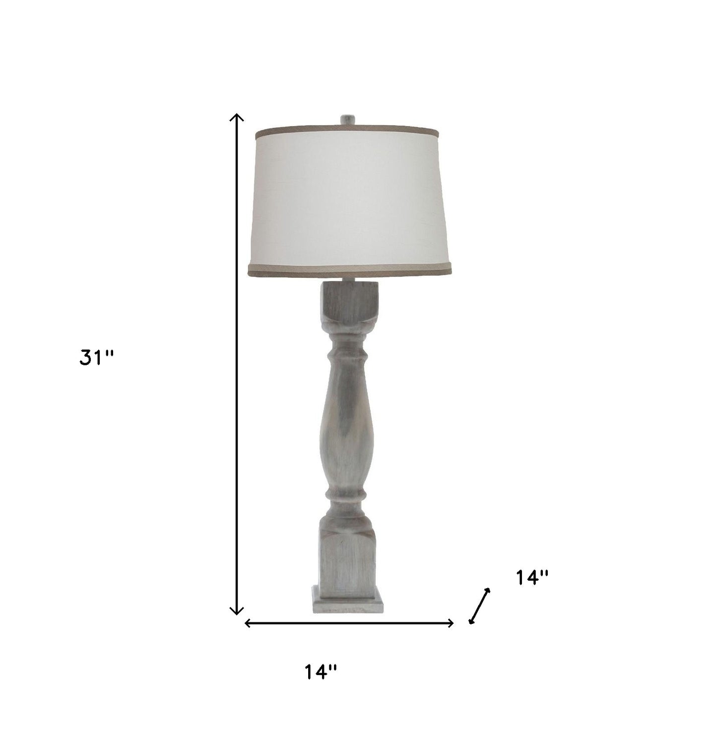 31" Gray Table Lamp With White Empire Shade