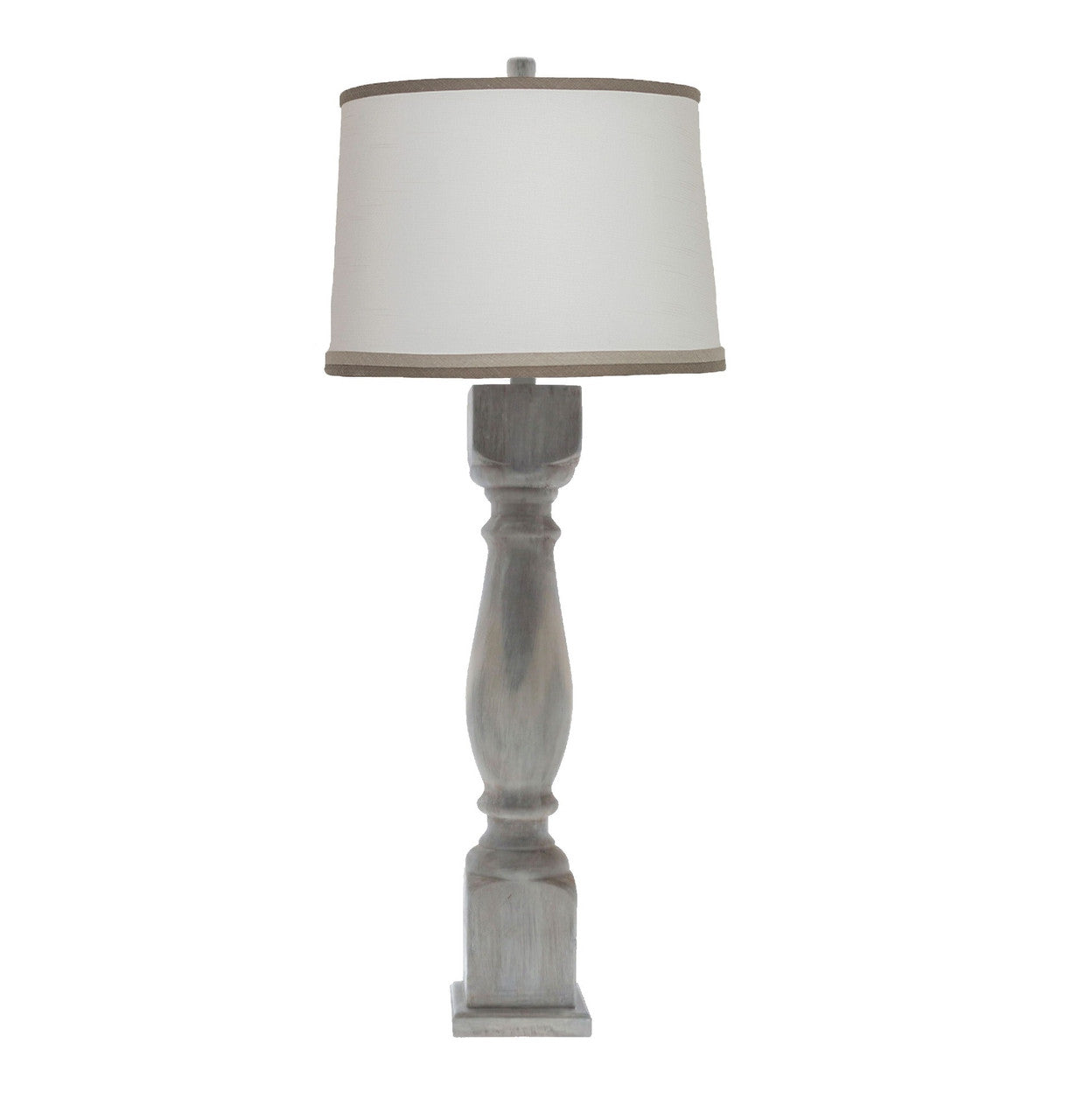 31" Gray Table Lamp With White Empire Shade