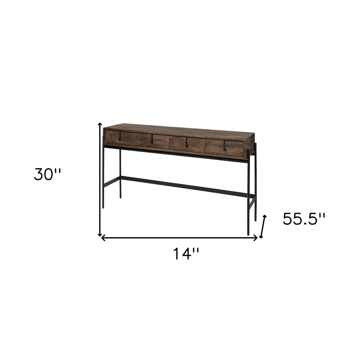 14" Brown Solid Wood Console Table And Drawers