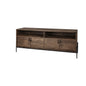 62" Brown and Black Solid Wood Cabinet Enclosed Storage TV Stand