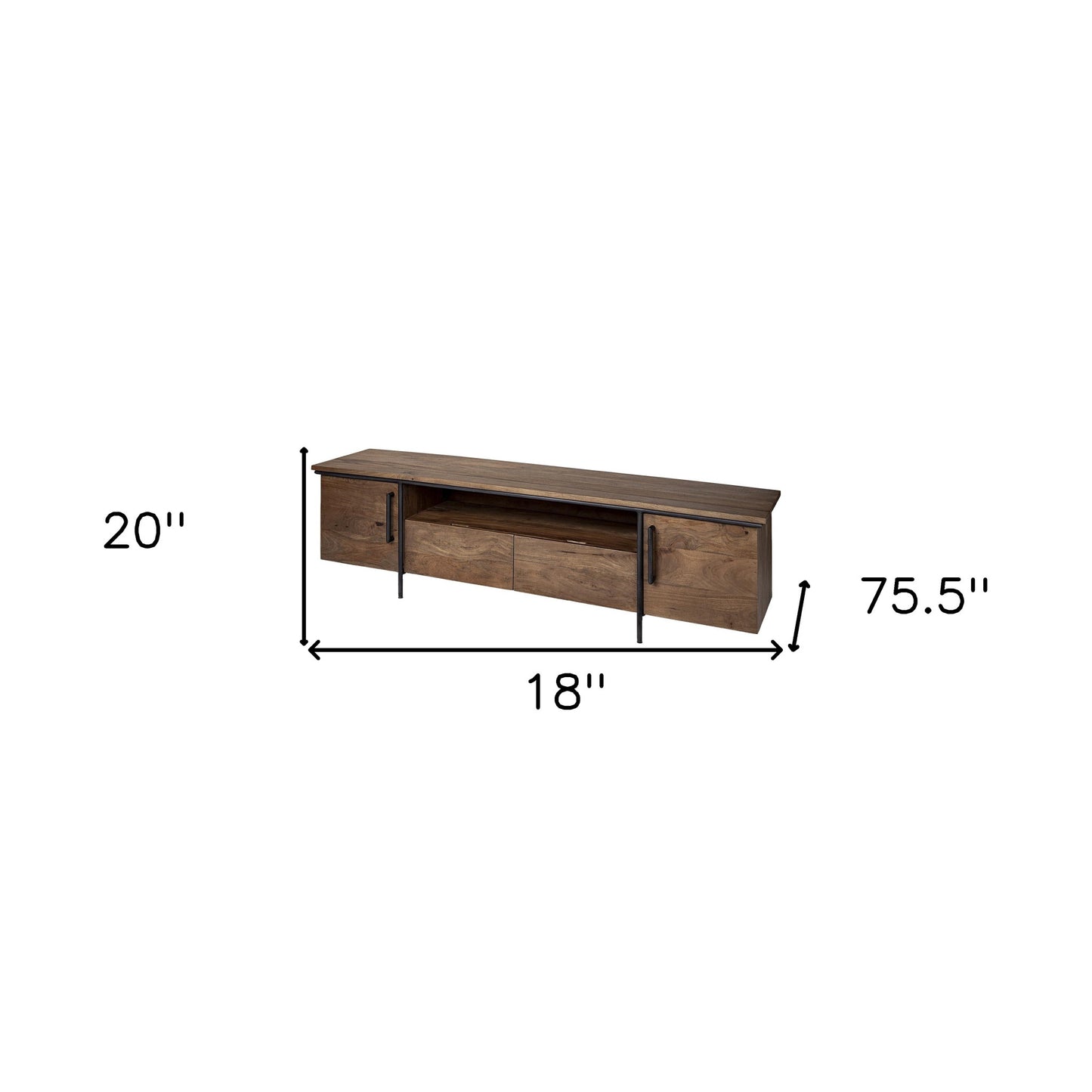 18" Brown Solid Wood Console Table With Shelves