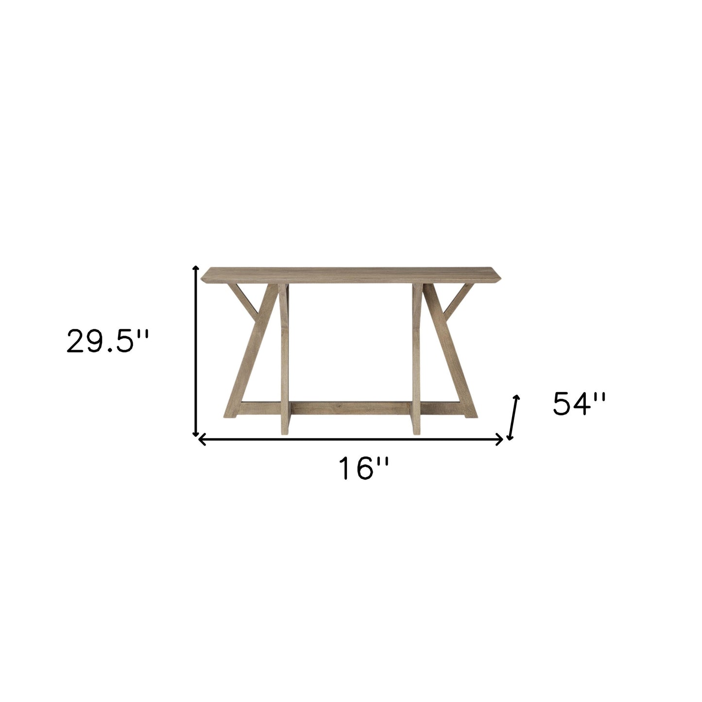 16" Brown Solid Wood Trestle Console Table