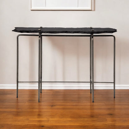 17" Black and Brown Solid Wood Console Table