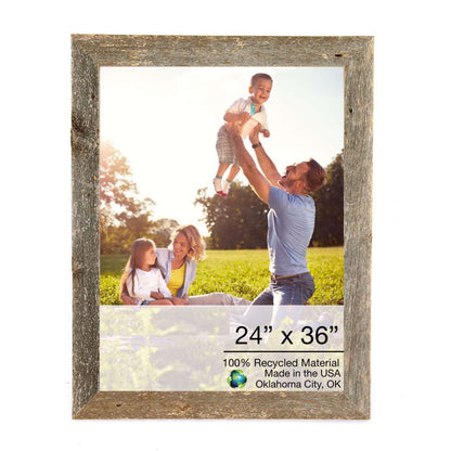 24X36 Natural Weathered Grey Picture Frame With Plexiglass Holder