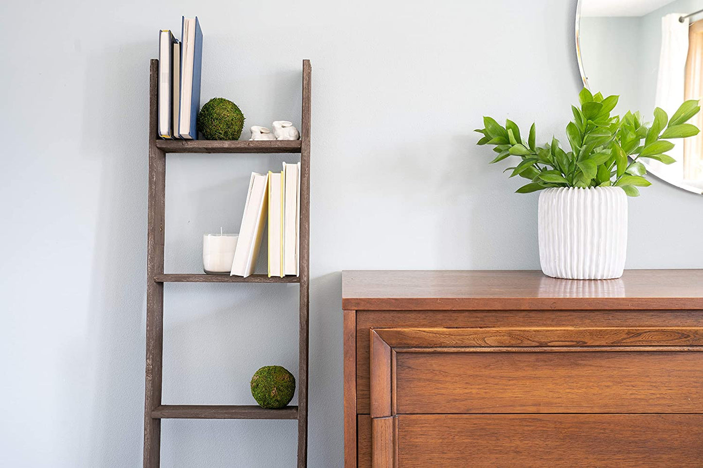 5 Step Rustic Wood Ladder Shelf