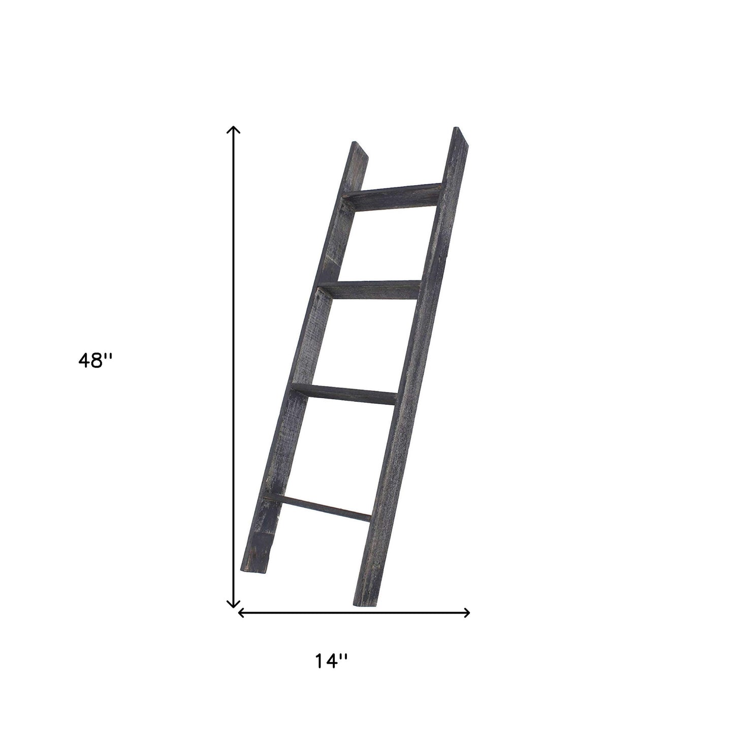 4 Step Blackwash Rustic Wood Ladder Shelf