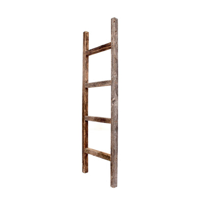 48" Gray Rustic Four Step Wood Ladder Shelf