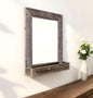 Rustic Weathered Gray Reclaimed Wood Plank Mirror With Shelf