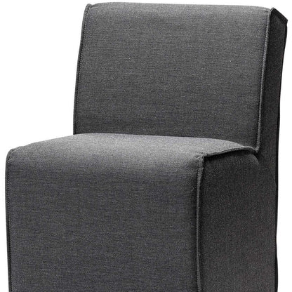 Set of Two Gray Upholstered Fabric Dining Side Chairs With Wheels