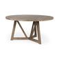 60" Brown Rounded Solid Wood Pedestal Base Dining Table