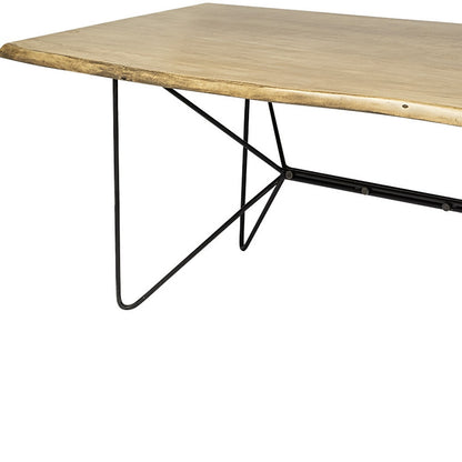 80" Brown And Black Solid Wood And Metal Dining Table