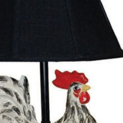 13" Rustic Farmhouse Rooster Accent Lamp With Black Shade