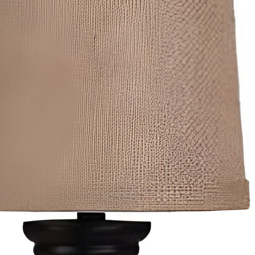 14" Black Table Lamp With Tan Empire Shade