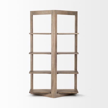 Light Brown Wood Shelving Unit With 4 Shelves