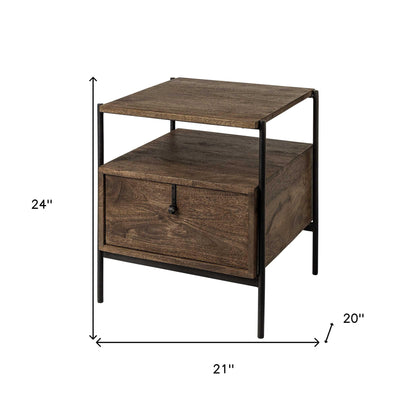 24" Brown Solid Wood Square End Table