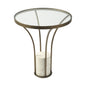 24" Black And White Glass Round End Table