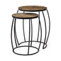 Set of Two 26" Black And Brown Solid Wood Round End Table