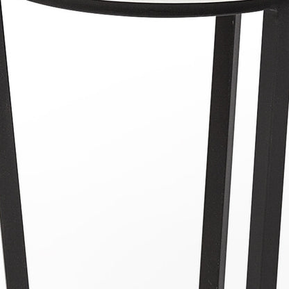 21" Black And White Marble Round End Table