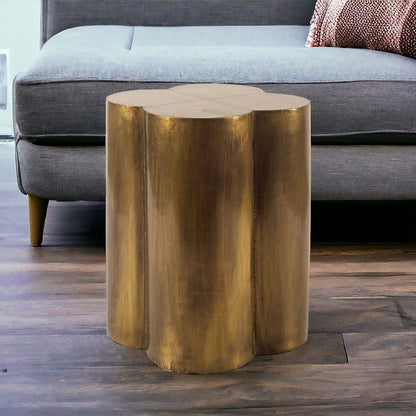 22" Brass And Antique Brass Brass End Table