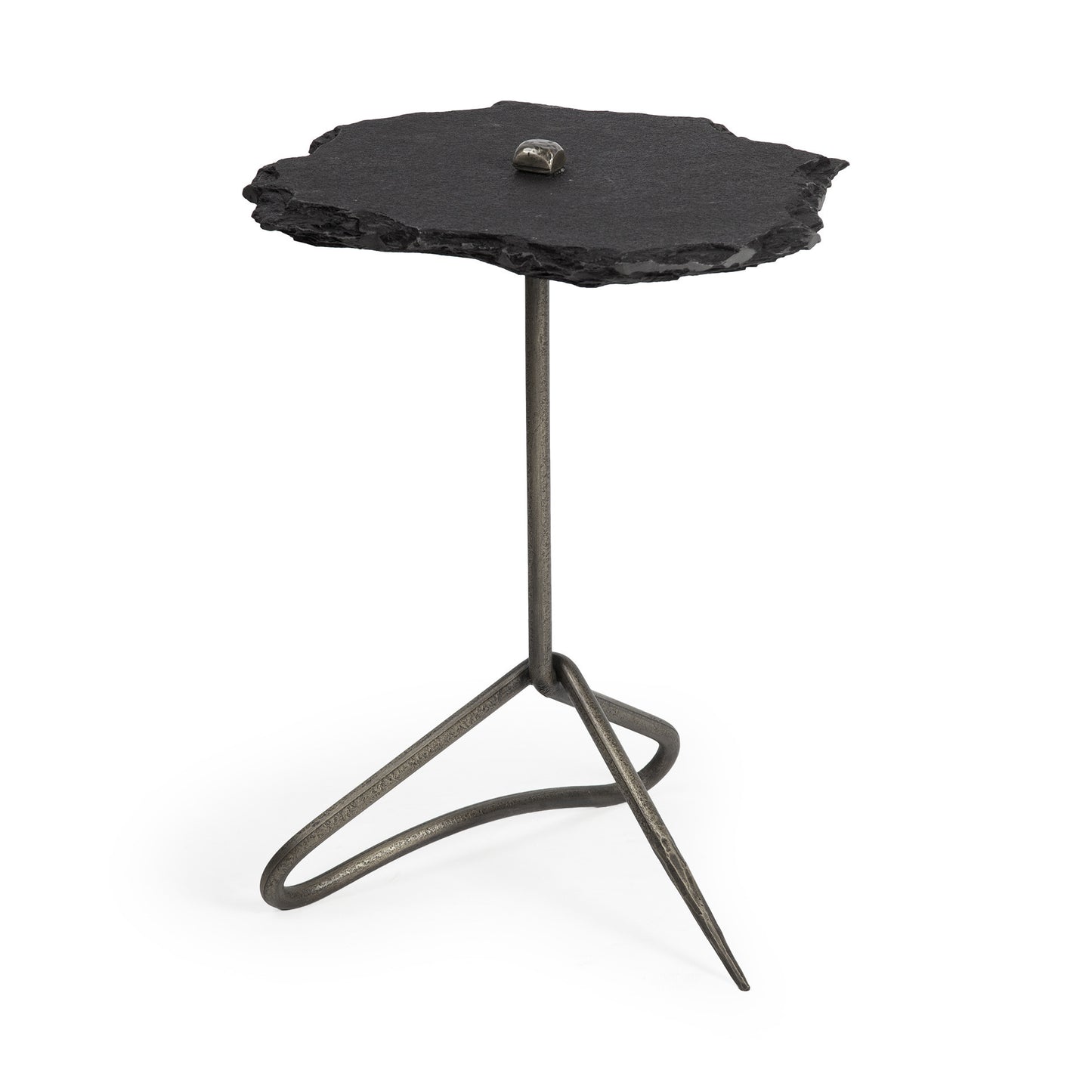 24" Slate Gray And Black Stone End Table