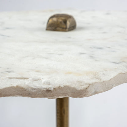 23" Gold And White Marble End Table