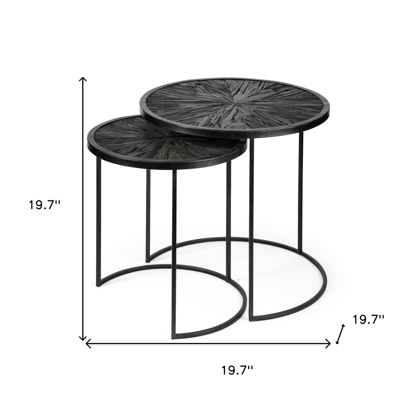 Set of Two 20" Black Round End Table