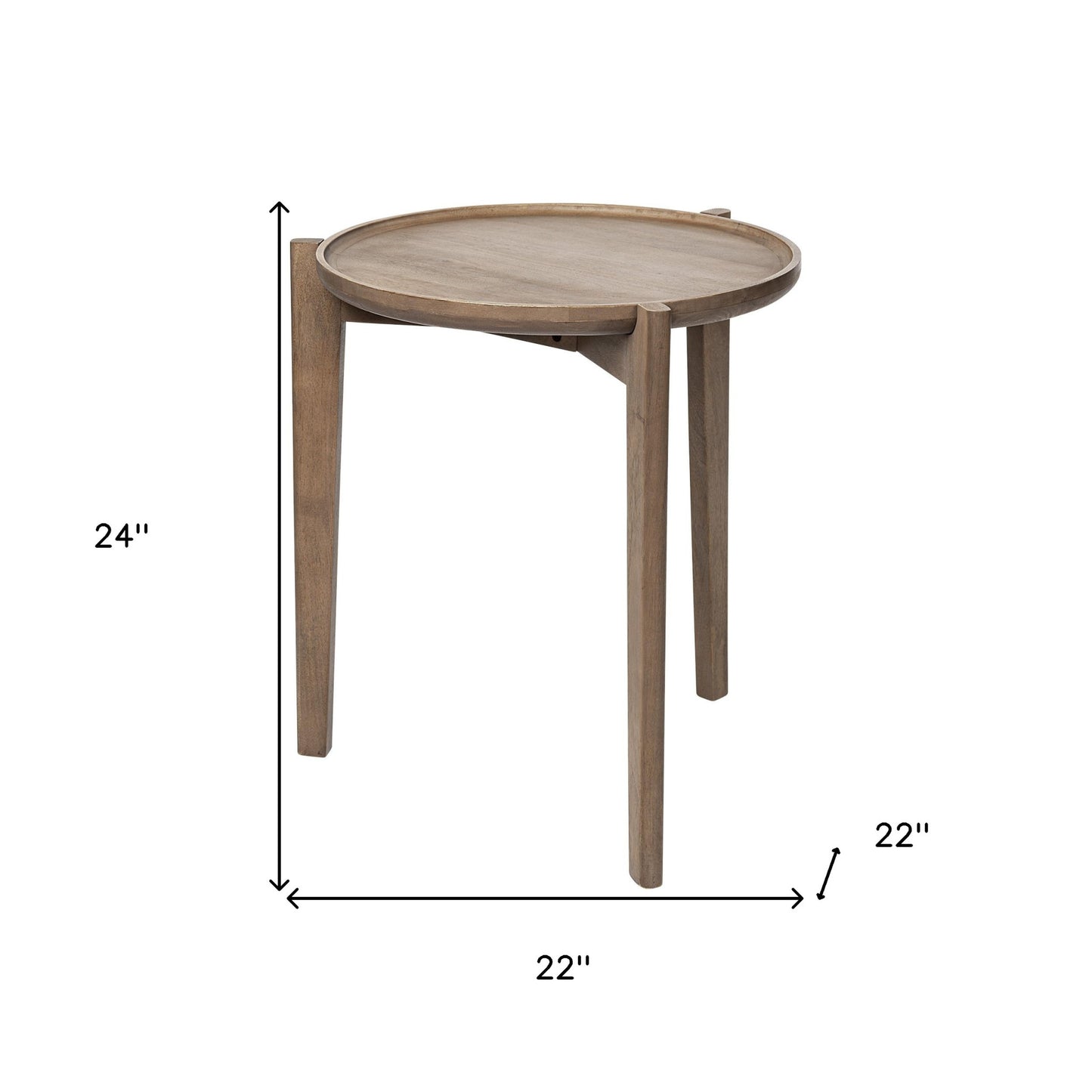 24" Brown Round End Table