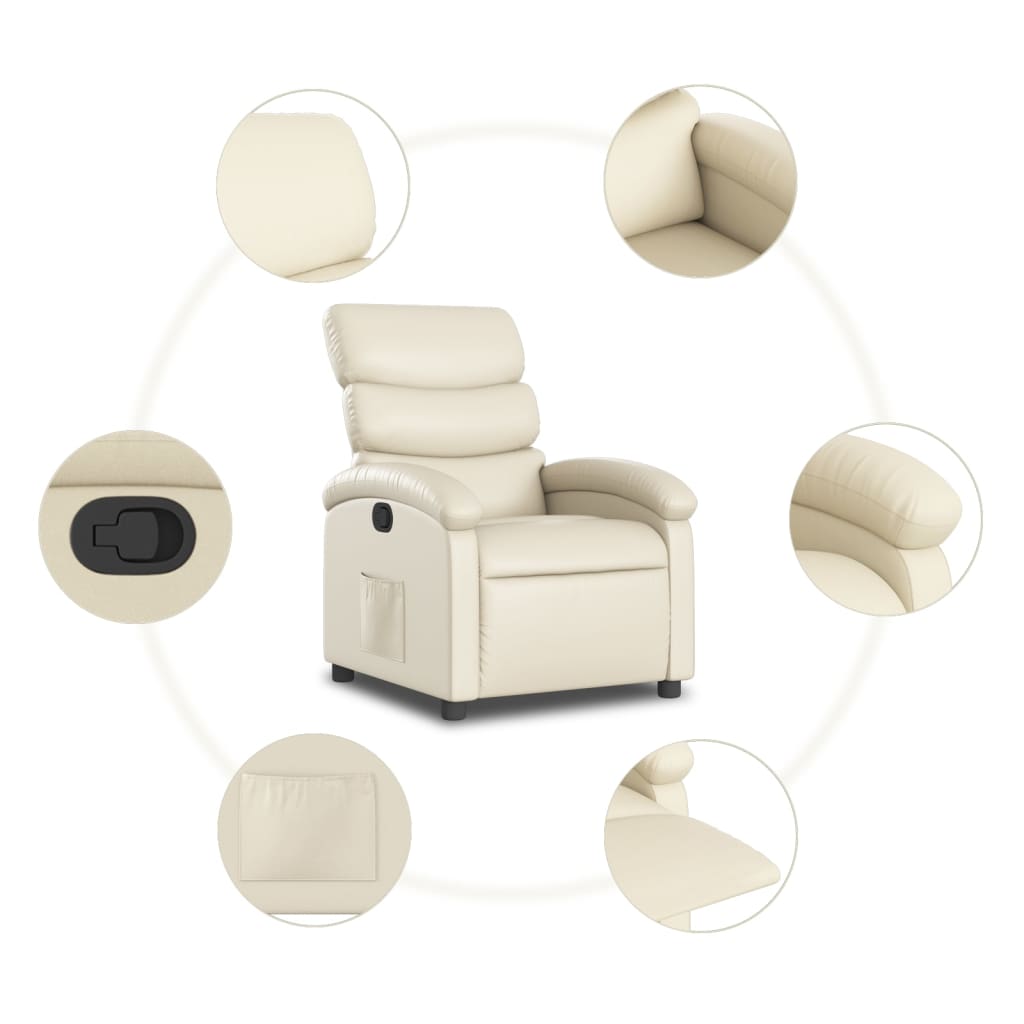 Recliner Chair Cream Faux Leather