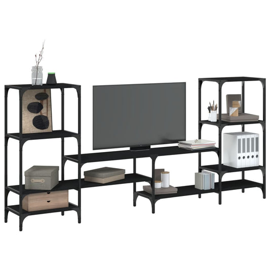 TV Stand Black 81.3"x11.2"x37.4" Engineered Wood