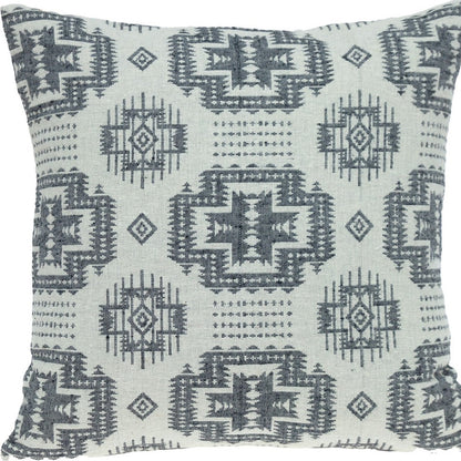 Gray Aztec Design Throw Pillow