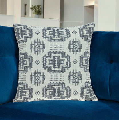 Gray Aztec Design Throw Pillow