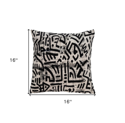 Black And White Abstract Velvet Throw Pillow