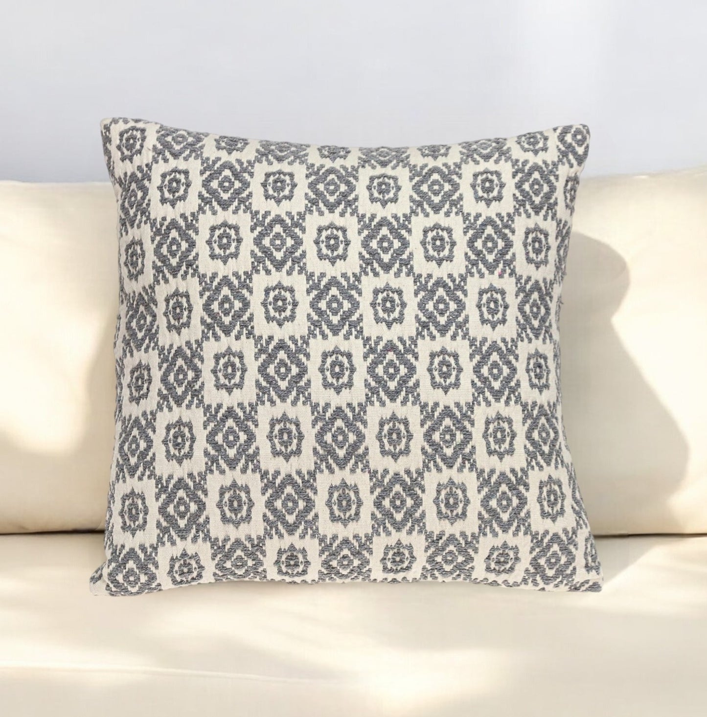 16" Gray Cotton Throw Pillow