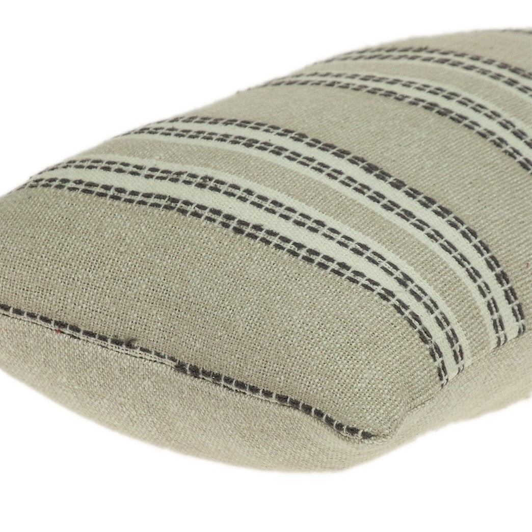 Oatmeal Stripe Weave Lumbar Throw Pillow